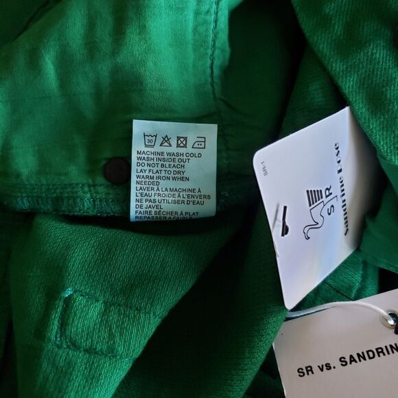 Sandrine Rose x Free People Straight Fit Button Fly Cotton/Flax Jeans in Green - Picture 9 of 9